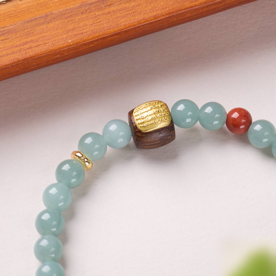 Teal Jade Fünf-Linien-Sutra Glücksarmband