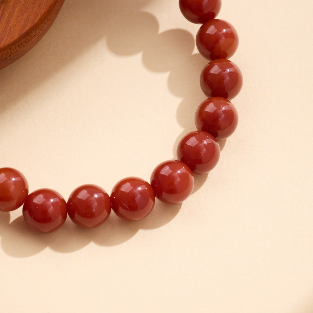 Bracelet Porte-bonheur en Agate Rouge du Sud & Ambre