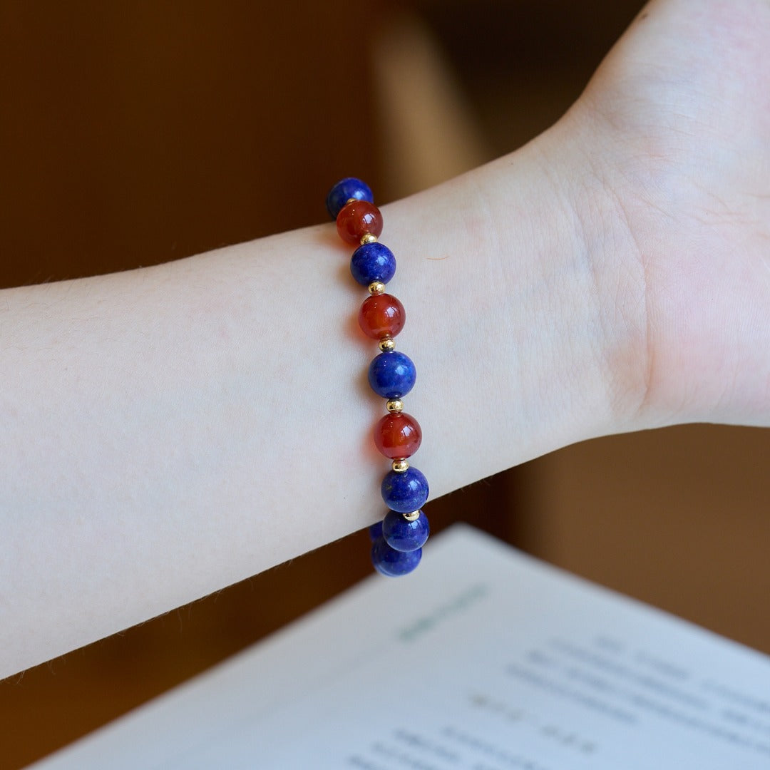 Royal Lapis & Red Agate Wisdom Bracelet