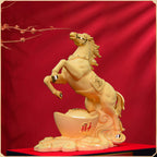 "Golden Victory" Velvet Sand Gold Horse Statue – 24K Gold Plated Feng Shui Wealth Cure (Ma Shang Fa Cai)