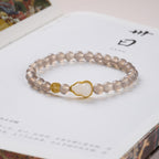 Bracelet Gourd en Jade Incrusté d'Agate Brumeuse et d'Or