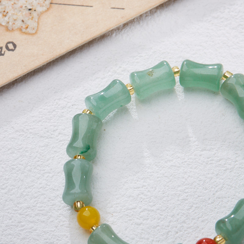 Bracelet d'Avancement de Richesse en Bambou Vert