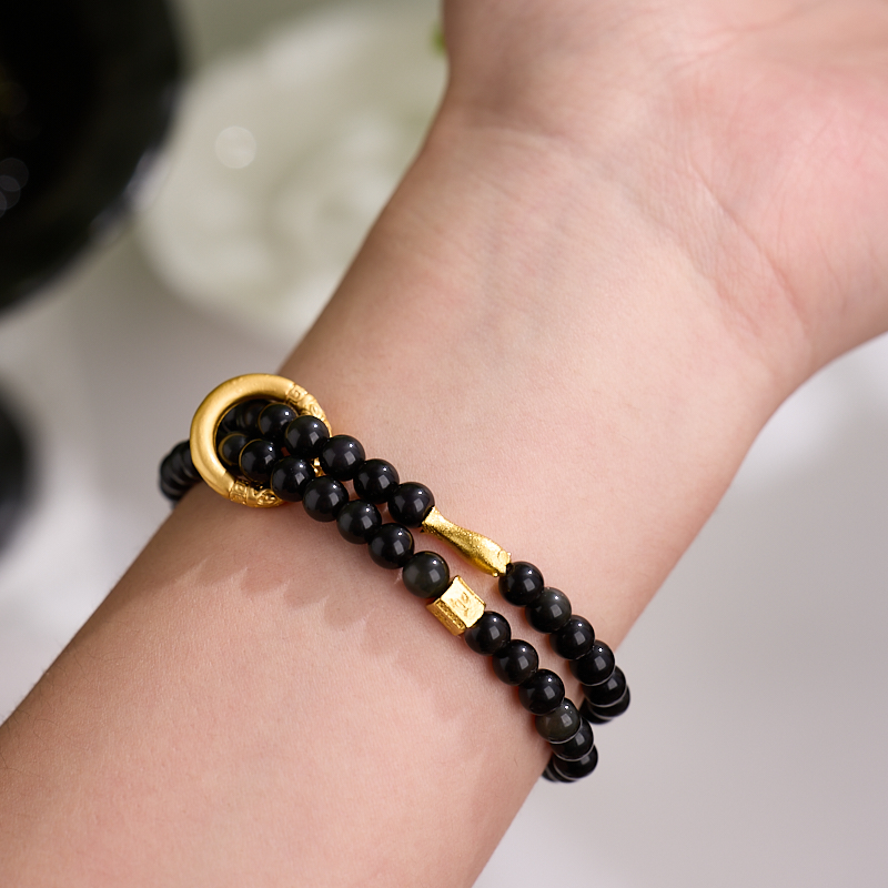 Obsidian Koi Wealth & Protection Bracelet