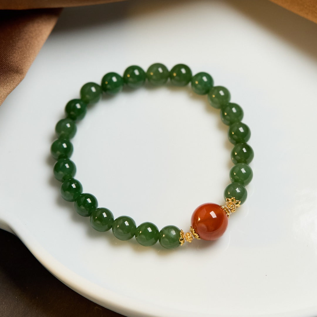 Hetian Jasper & Red Agate Luck Bracelet