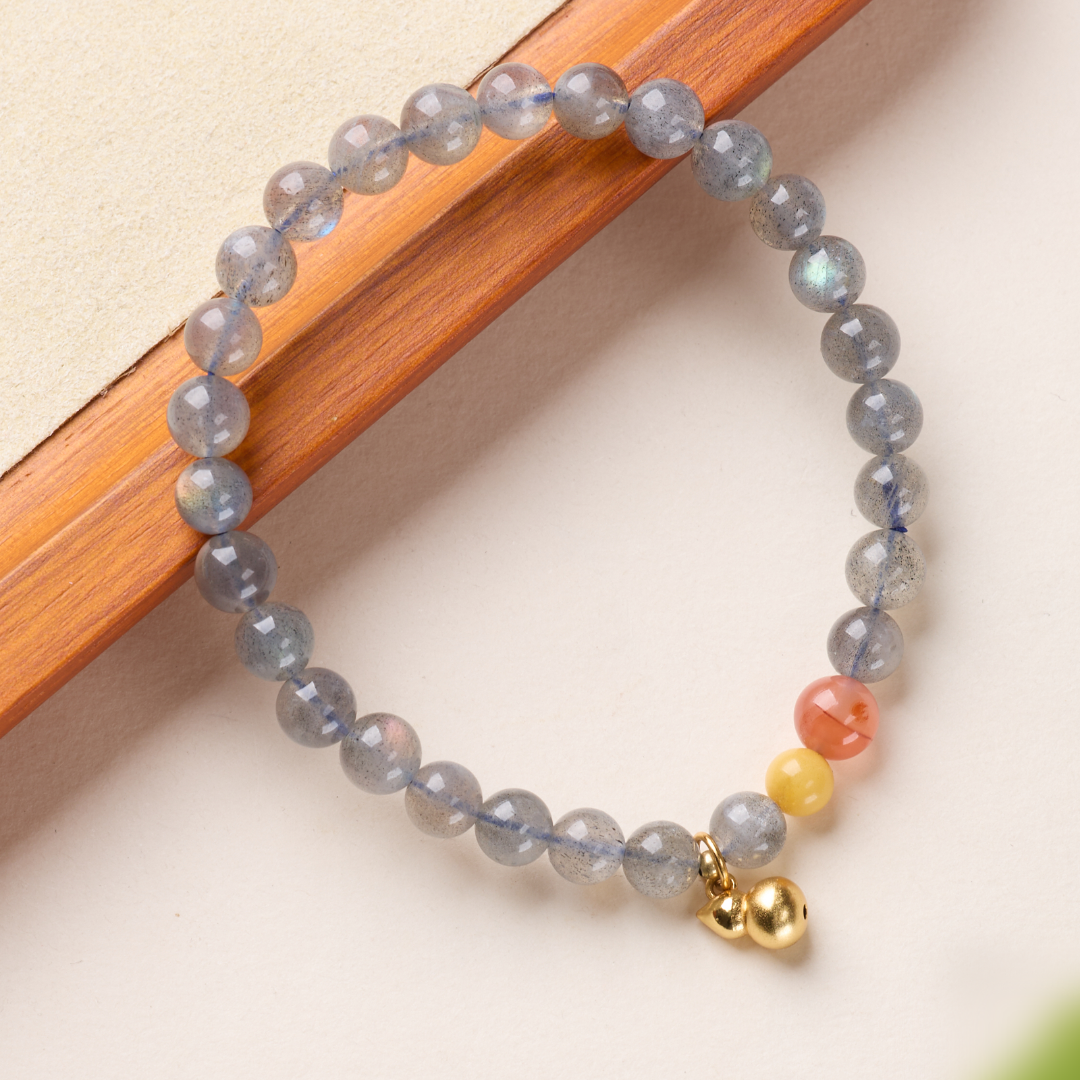 Serene Moonstone Gold Gourd Protection Bracelet
