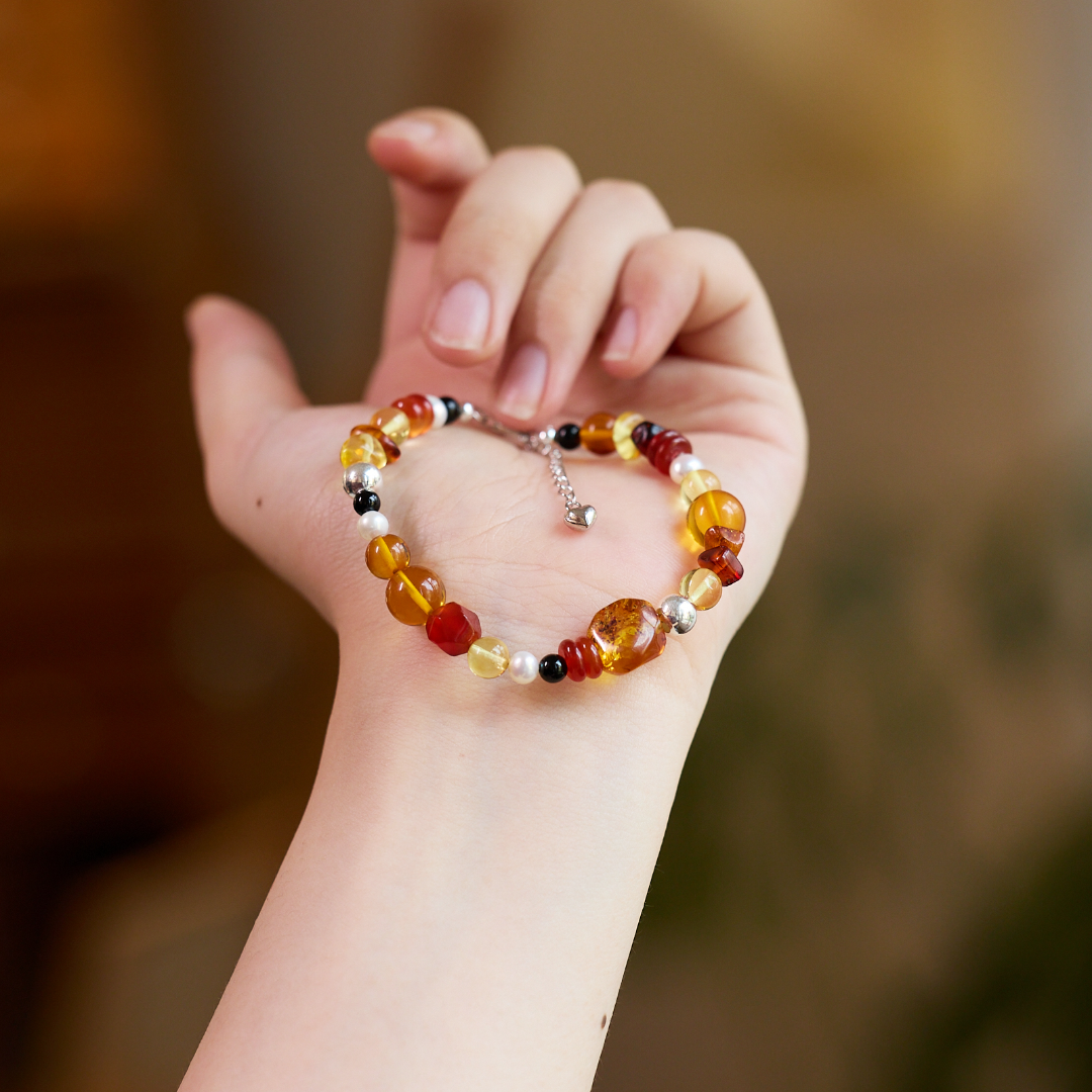 Golden Amber & Multi-Gem Wealth Bracelet