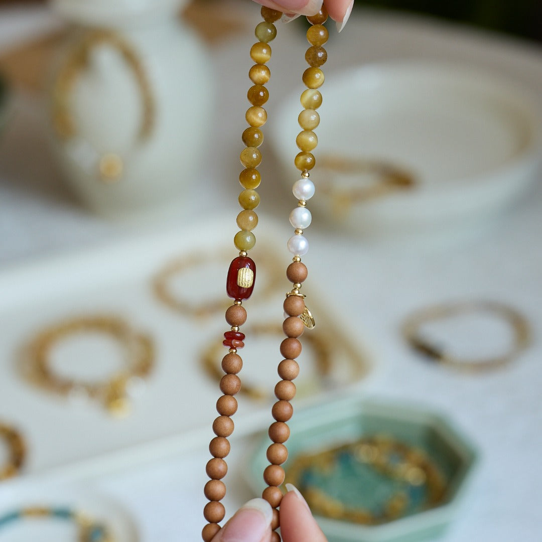 Golden Tiger Eye & Sandalwood Fortune Bracelet
