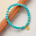 Daily Wealth Turquoise & Gold Coin Bracelet