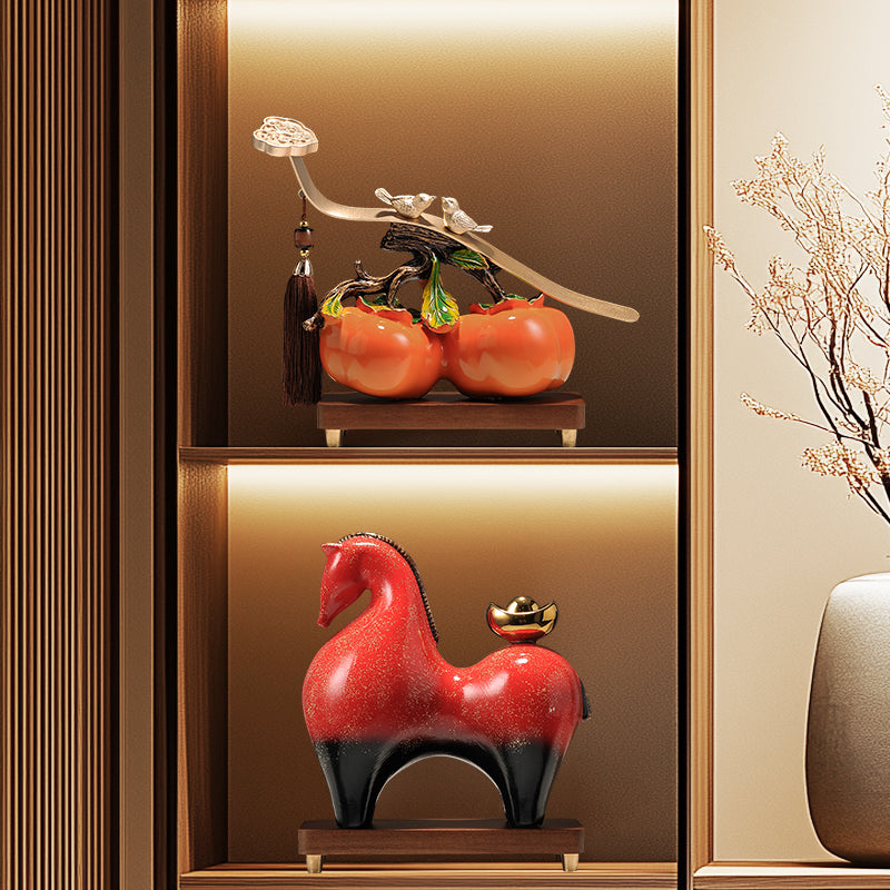 "Wealth Carrier" (Ma Shang You Qian) Modern Ceramic Horse – Earth Element Feng Shui Cure for Asset Accumulation & Stability