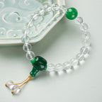 Pure White Crystal & Green Agate Zen Bracelet