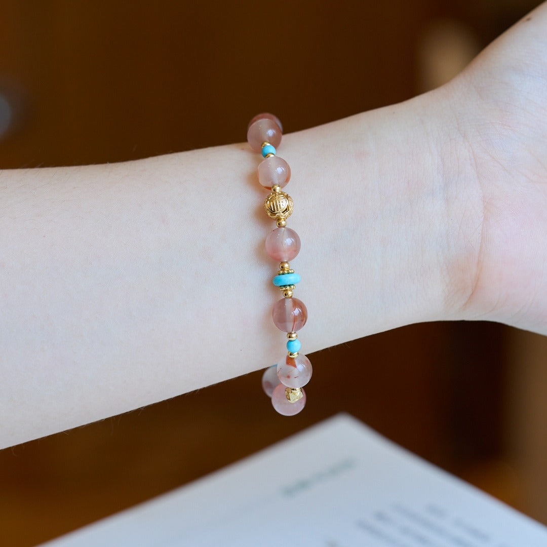 Ice Nanhong Agate Love & Wealth Bracelet