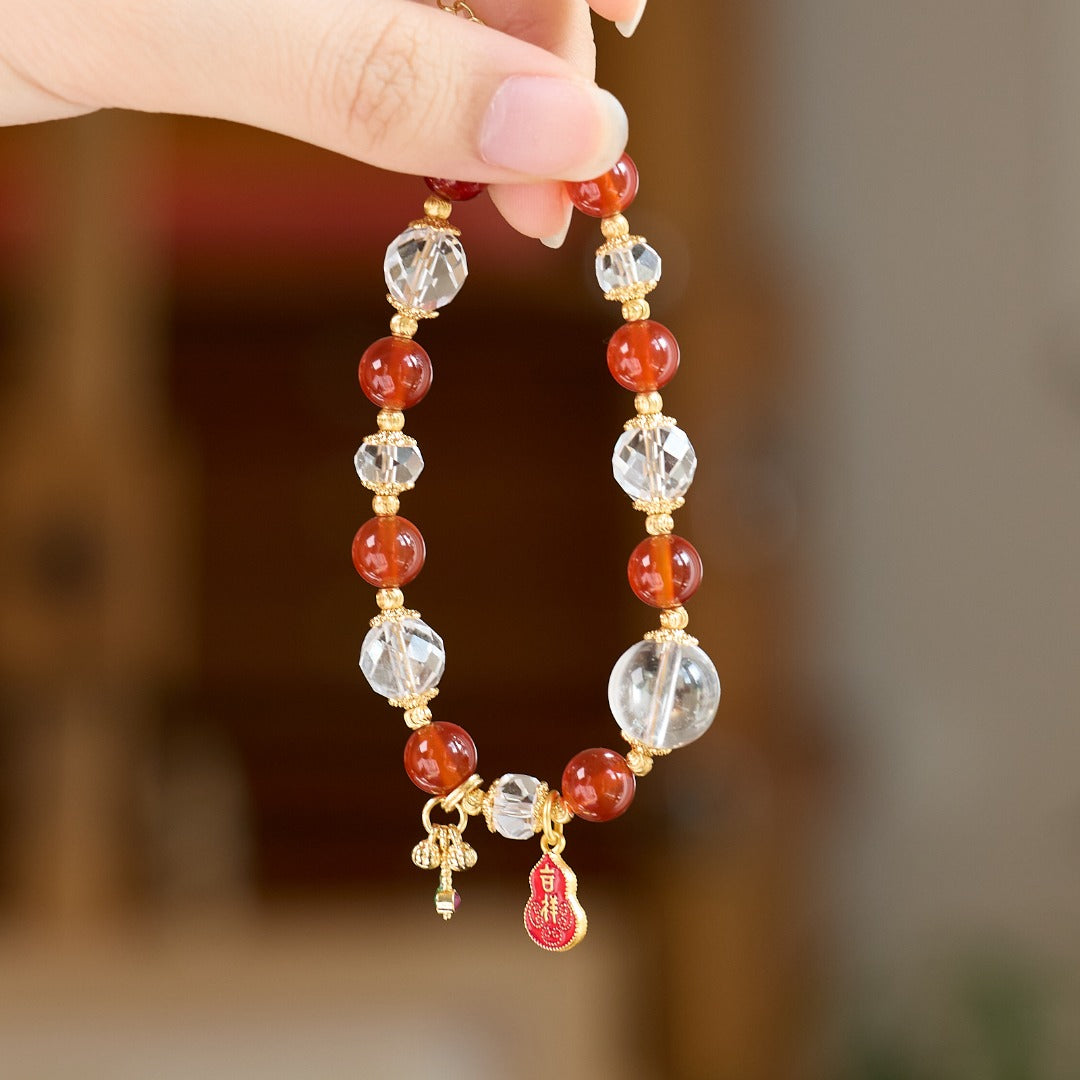 Red Agate Gourd & Ruyi Wealth Bracelet