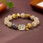 Bracelet de richesse Pixiu en quartz rutile doré