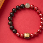 Imperiales Zinnober- & Ebenholz-Sutra-Armband