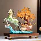 Endless Abundance (Money Tree Horse) Resin Statue – Water-Wood-Fire Cycle for Business Growth & Wealth