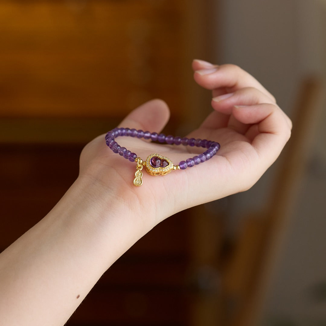 Bracelet Améthyste Gourde Prospérité & Sagesse