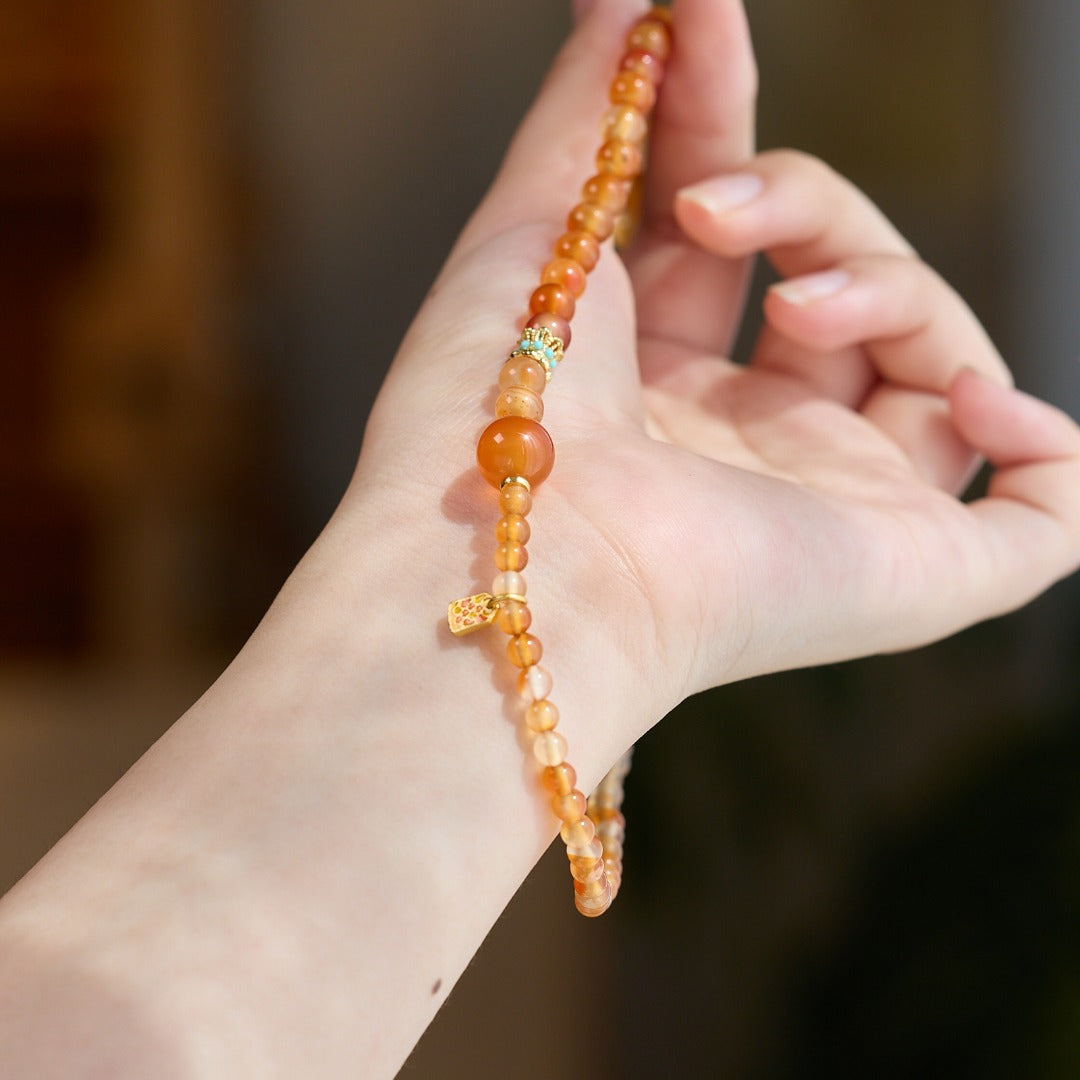 Red Agate & Ancient Gold Fortune Bracelet