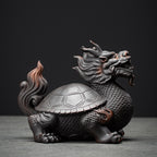 Obsidian Black Pottery Dragon Turtle Guardian