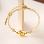 Bracelet tressé Bête de la richesse en jade doré
