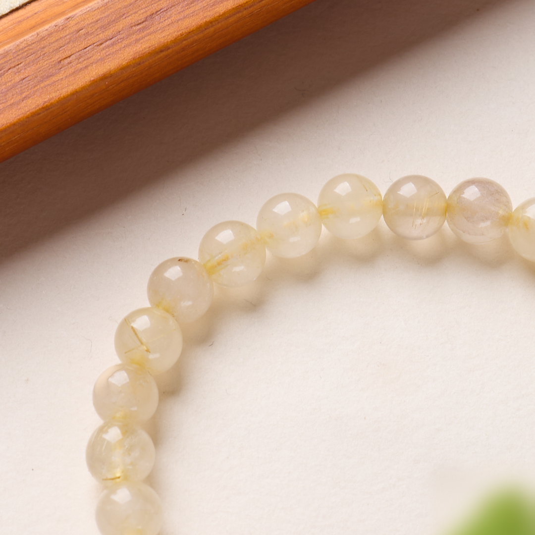 Golden Rutilated Strawberry Quartz Wealth Bracelet