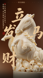 "Immediate Wealth" (Ma Shang) Porcelain Horse Statue – Feng Shui Cure for Fast Career Growth & Prosperity
