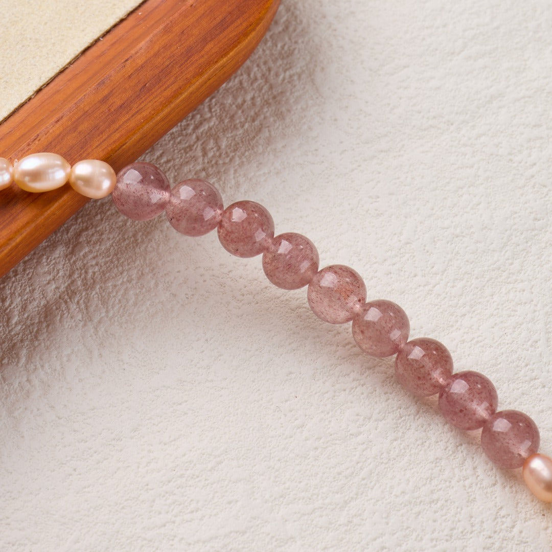 Love & Charm Strawberry Quartz Pearl Bracelet