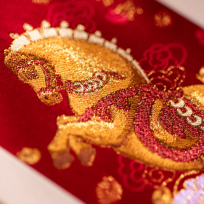 Yunjin "Immediate Wealth" Gold Silk Art | UNESCO Heritage Framed Horse | Luxury Feng Shui Gift for Year of the Horse