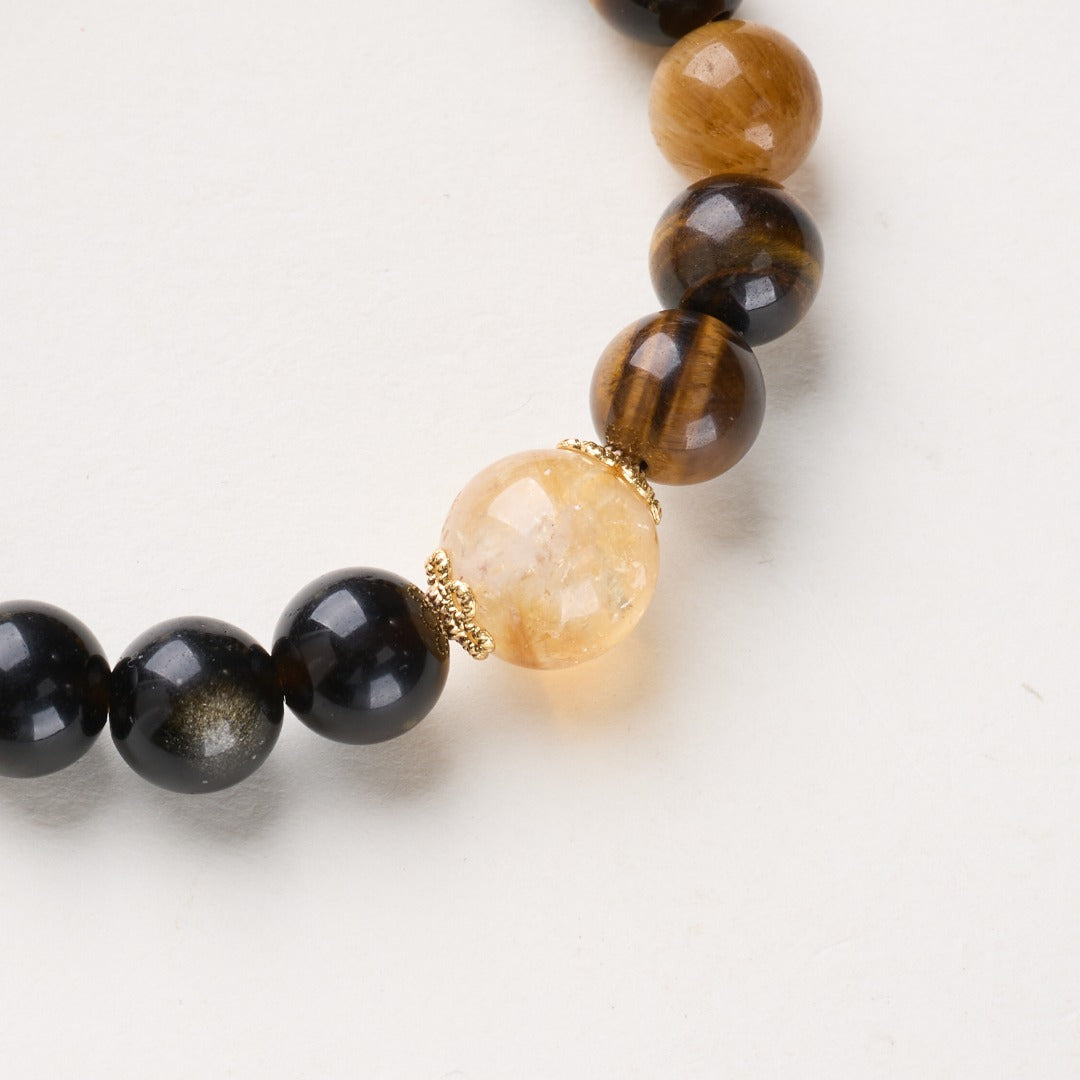 Golden Tiger Eye & Obsidian Wealth Bracelet