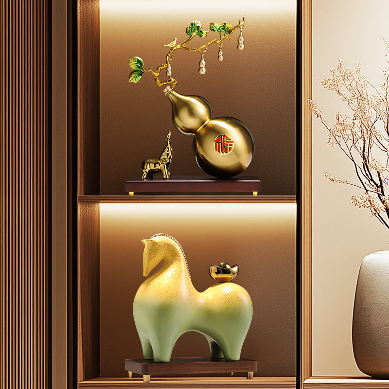 "Wealth Carrier" (Ma Shang You Qian) Modern Ceramic Horse – Earth Element Feng Shui Cure for Asset Accumulation & Stability