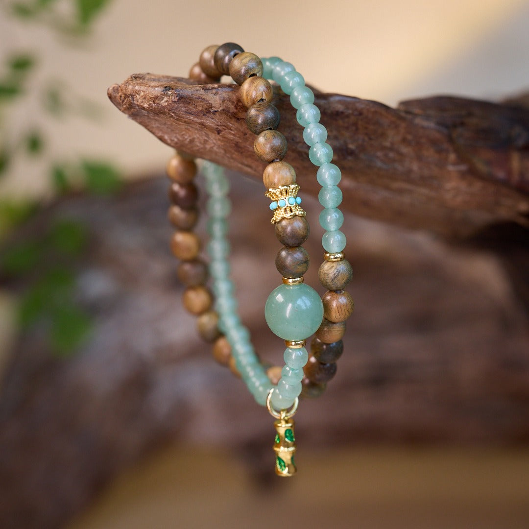 Rising Bamboo Aventurine & Sandalwood Bracelet