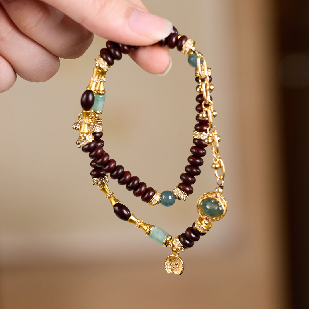 Imperial Sandalwood & Jade Wealth Abacus Bracelet