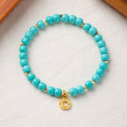 Daily Wealth Turquoise & Gold Coin Bracelet