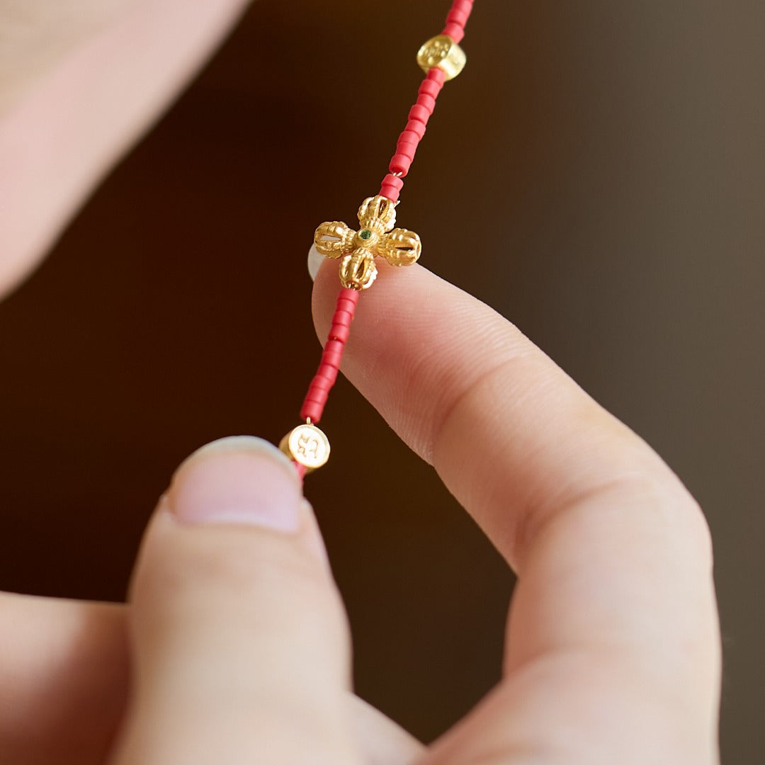 Cinnabar Vajra Cross Protection Bracelet