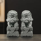 Imperial Blue Sandstone Foo Dogs Pair