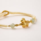 Bracelet tressé Bête de la richesse en jade doré