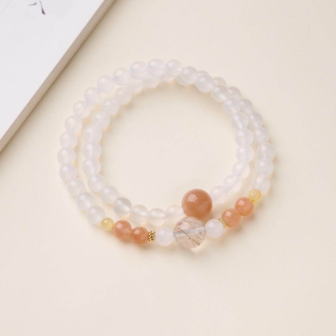 White Chalcedony & Copper Rutile Wealth Bracelet