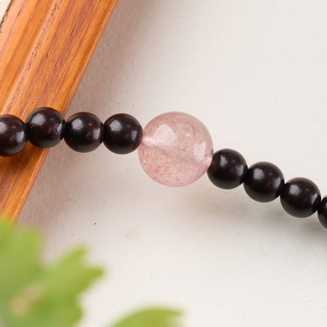 Red Sandalwood & Strawberry Quartz Pixiu Bracelet