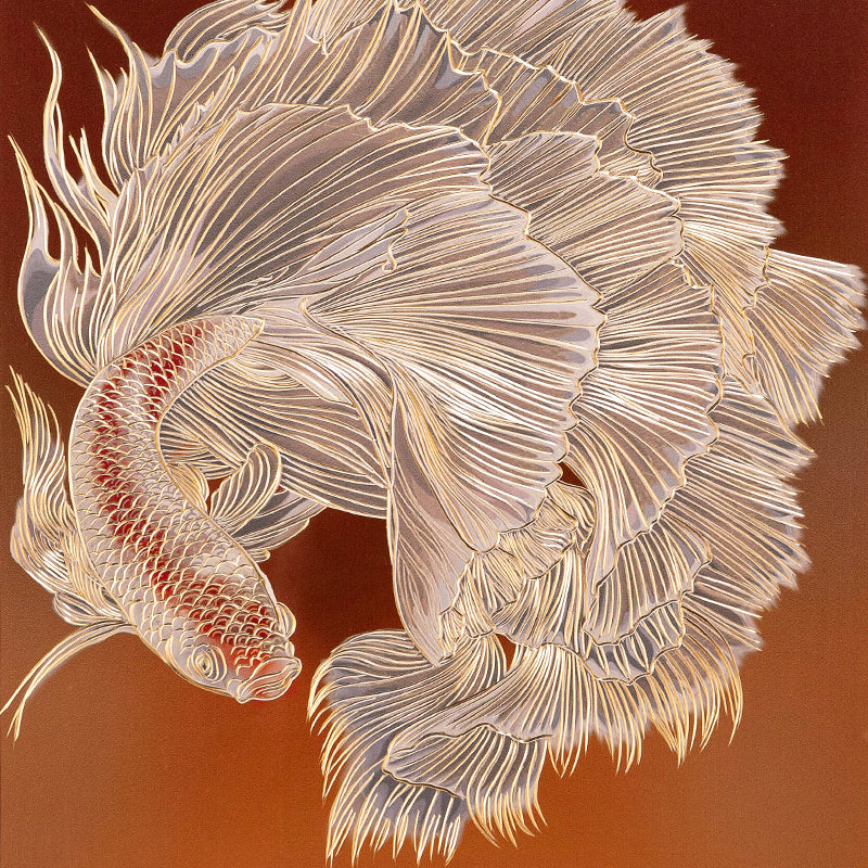 "Golden Koi of Prosperity" (Jin Li) Hand-Carved Solid Brass Wall Art – Metal Element Feng Shui Cure for Abundance & Career Success