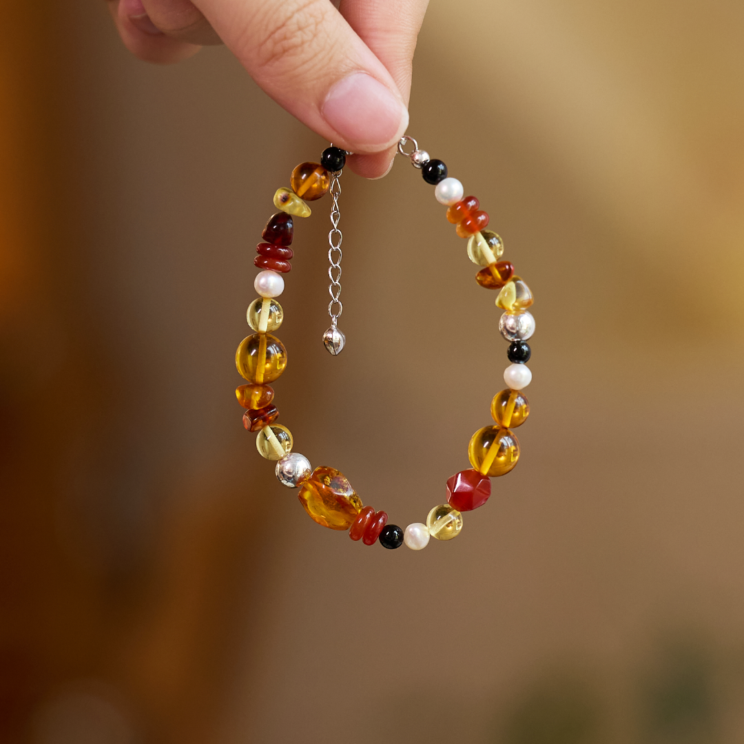 Golden Amber & Multi-Gem Wealth Bracelet