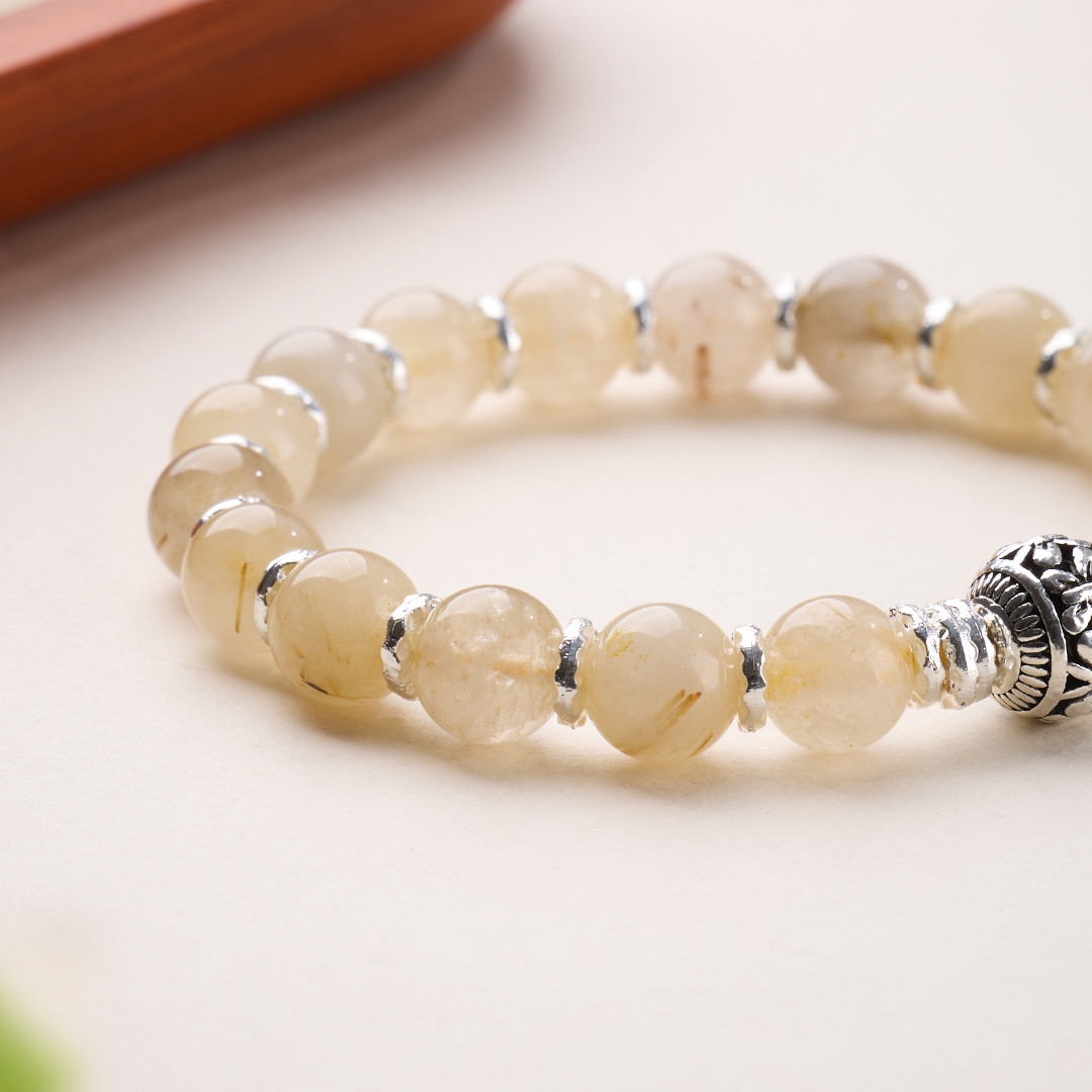 Bracelet de Prospérité en Quartz Rutile Doré