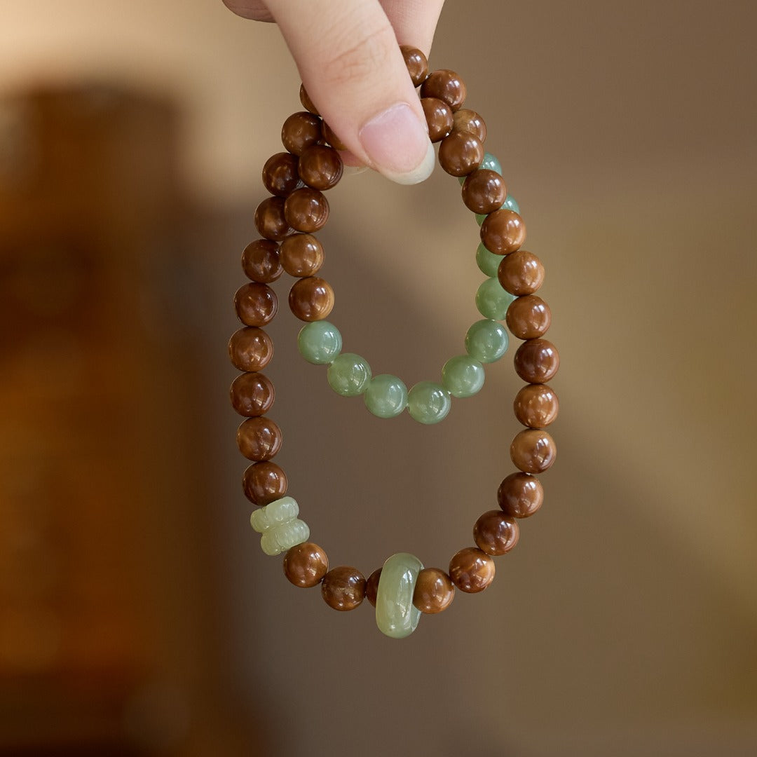Twin Lotus Kuke & Hetian Jade Bracelet