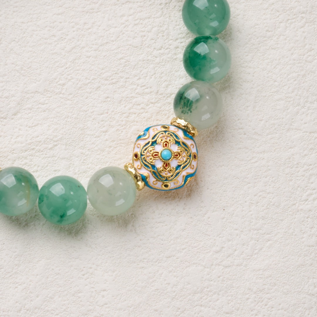 Pulsera de Riqueza de Ágata y Jade Cloisonné