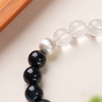 Trinity Guard: Armband aus Blauem Tigerauge & Rauchquarz