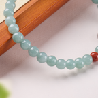 Pulsera de la Suerte Sutra de Cinco Líneas de Jade Azul Verdoso