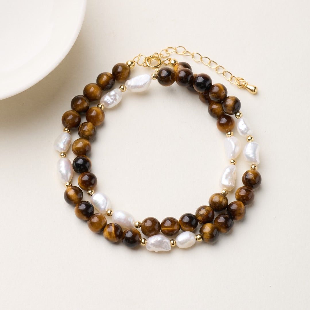 金虎眼石與珍珠和諧手鍊