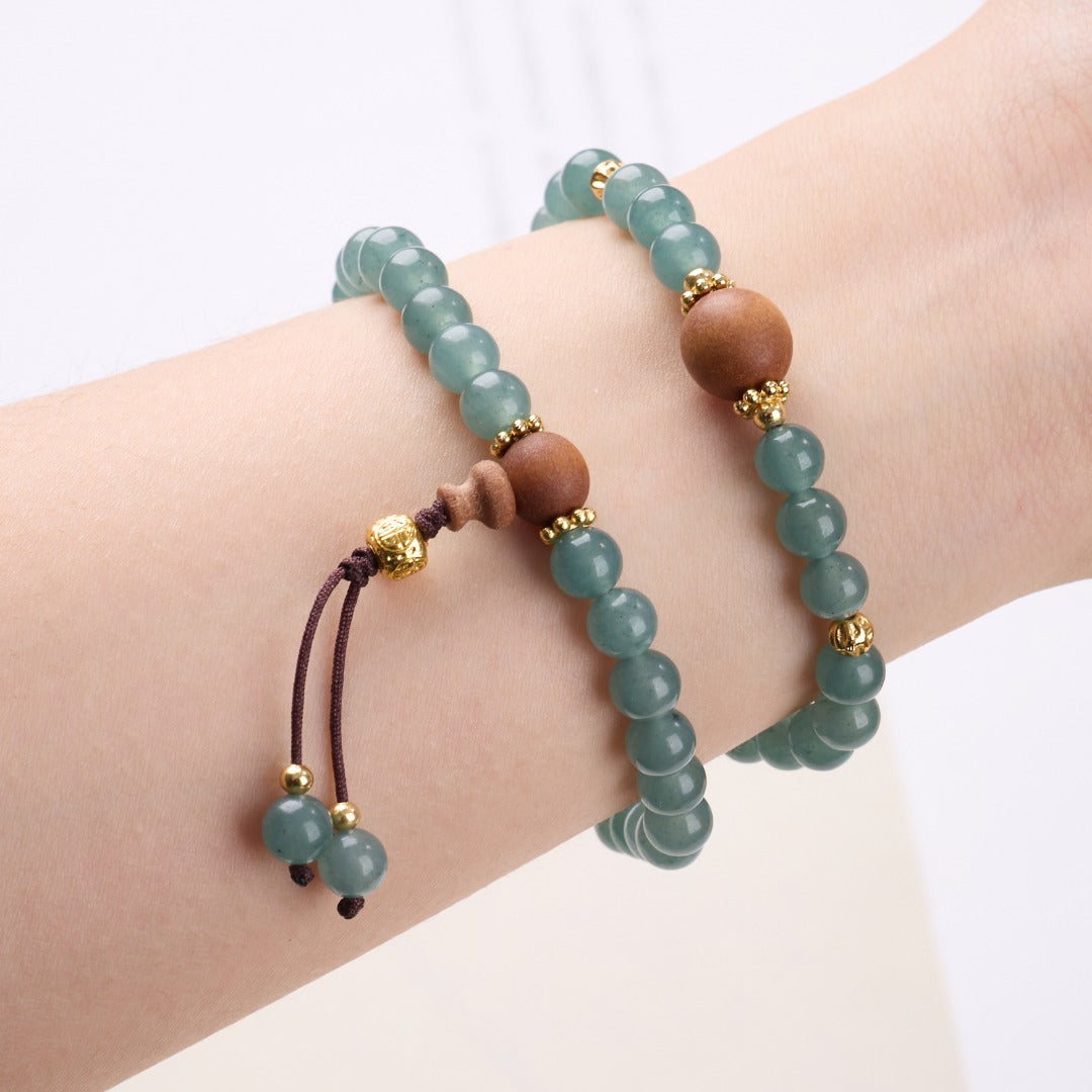 Zen Cyan Chalcedony & Sandalwood Bracelet