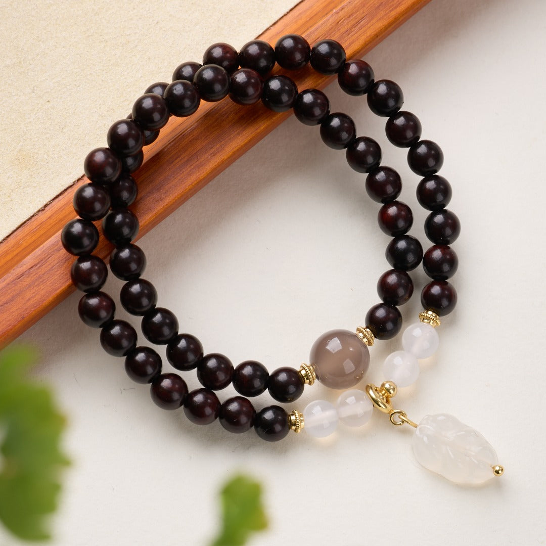 Imperial Sandalwood & Agate Leaf Bracelet