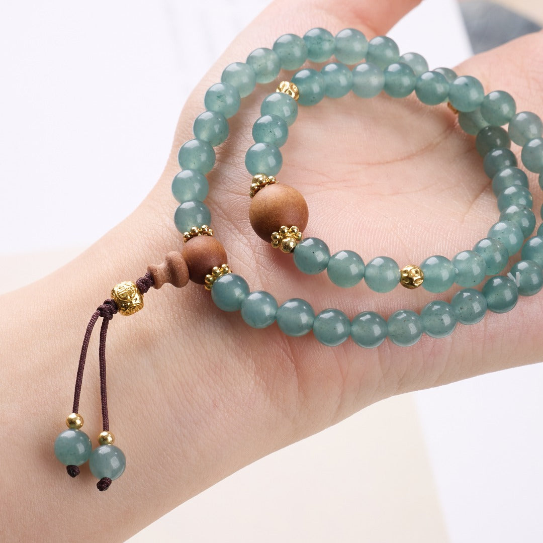 Zen Cyan Chalcedony & Sandalwood Bracelet