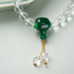 Pure White Crystal & Green Agate Zen Bracelet