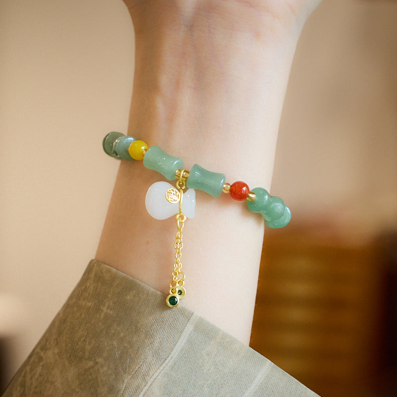 Bracelet d'Avancement de Richesse en Bambou Vert